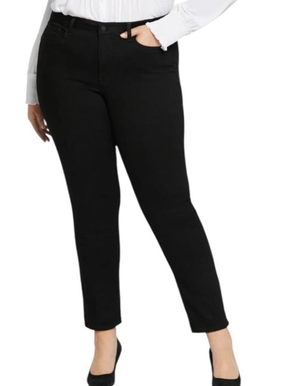 NEW Sheri Slim Straight Jeans Plus Size 22WPetite Black 27" inseam